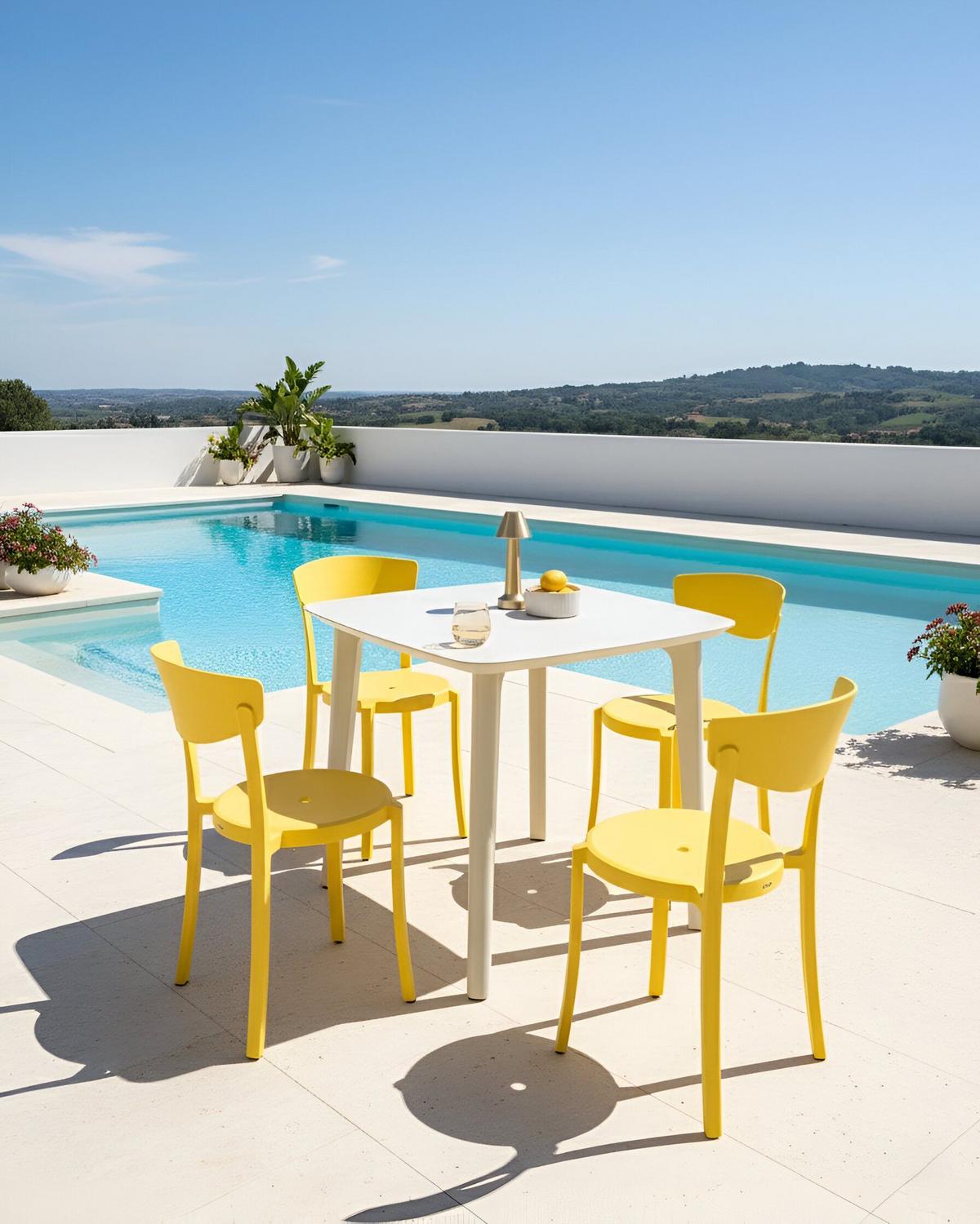 GARTENSTUHL 4er-Set Gelb Vieste - Gelb, Kunststoff (42/80/38cm) - Beliani