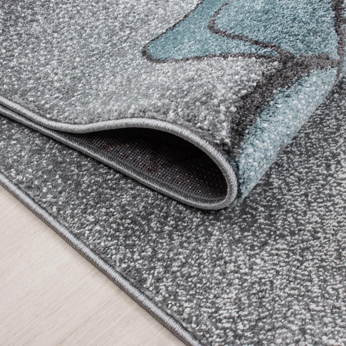 KINDERTEPPICH TASNA, mit Bären-Motiv, Blau, Ø 120 cm - Blau, Textil (120/120cm) - KADIMA DESIGN