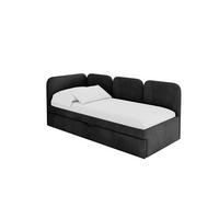 EINZELLBETT Jugendbett mit Bettkasten, Rechts - ALVY 100x200 Schwarz - Schwarz, Holzwerkstoff/Textil (100/200cm) - ALTDECOR
