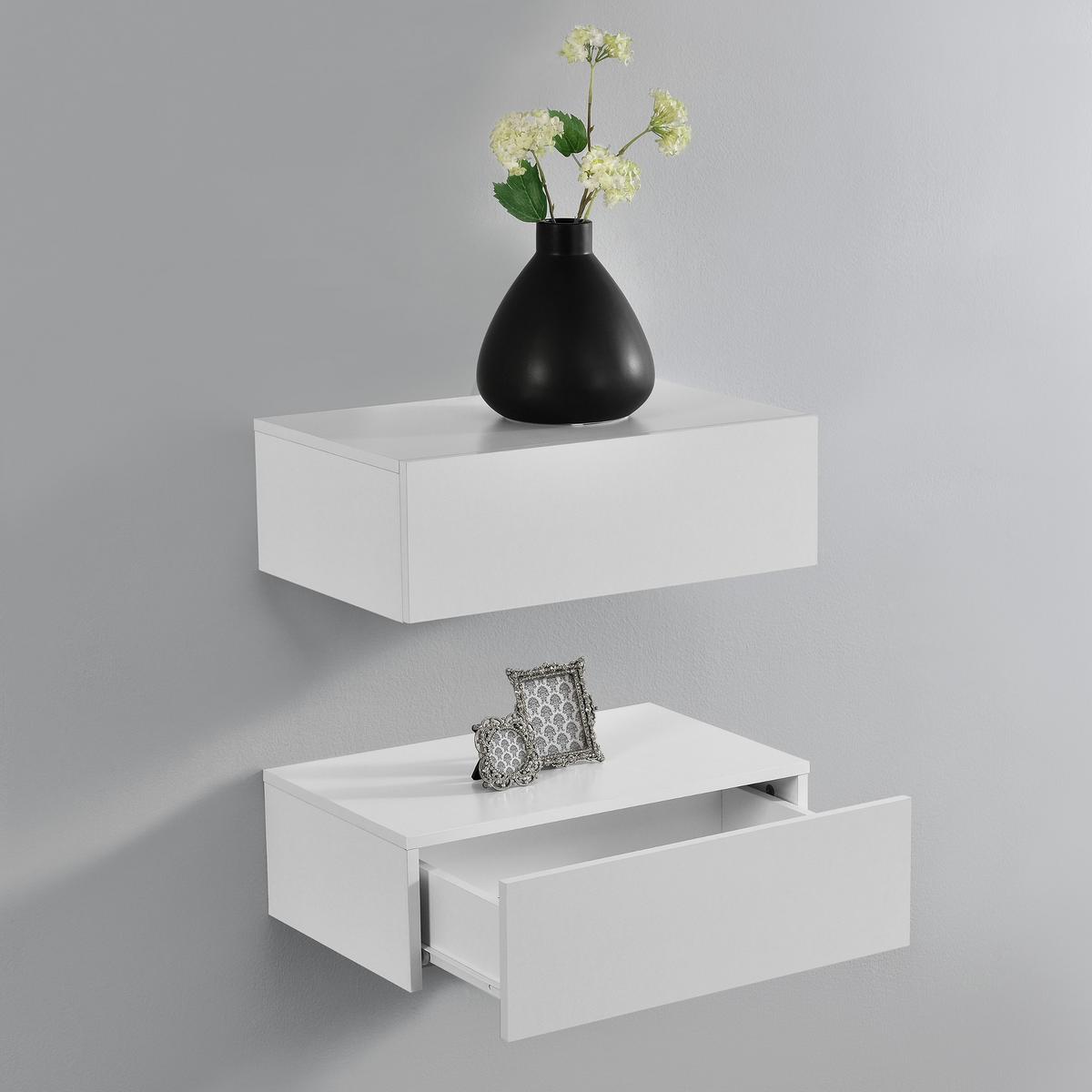 WANDREGAL-SET 2 TLG. Oslo - Weiß, Holzwerkstoff (46/15/30cm) - [en.casa]