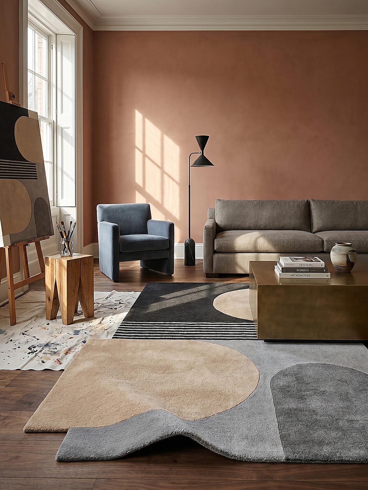 WOLLTEPPICH HALLEIN, abstrakt, aus Wolle, Grau, 120 x 180 cm - Grau, Textil (180/120cm) - KADIMA DESIGN