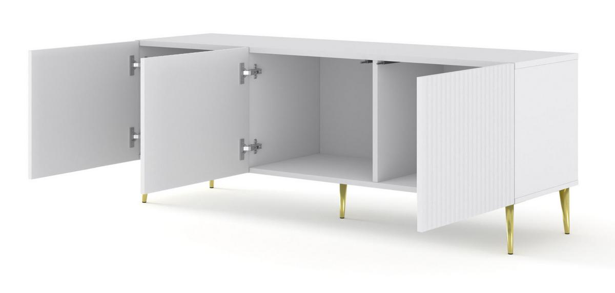 TV LOWBOARD Weiß, Weiß, Gold 150/56/42 - Weiß, Holzwerkstoff (150/56/42cm) - RAUMHIRSCH FURNITURE
