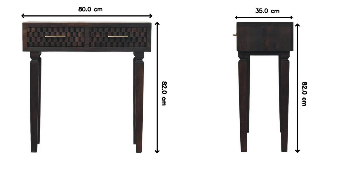 KONSOLENTISCH Rich-Velvet-Mocha-Finish, 2 Schubladen, Dunkelbraun - Dunkelbraun, Holz (80/35/82cm) - Artisan Furniture