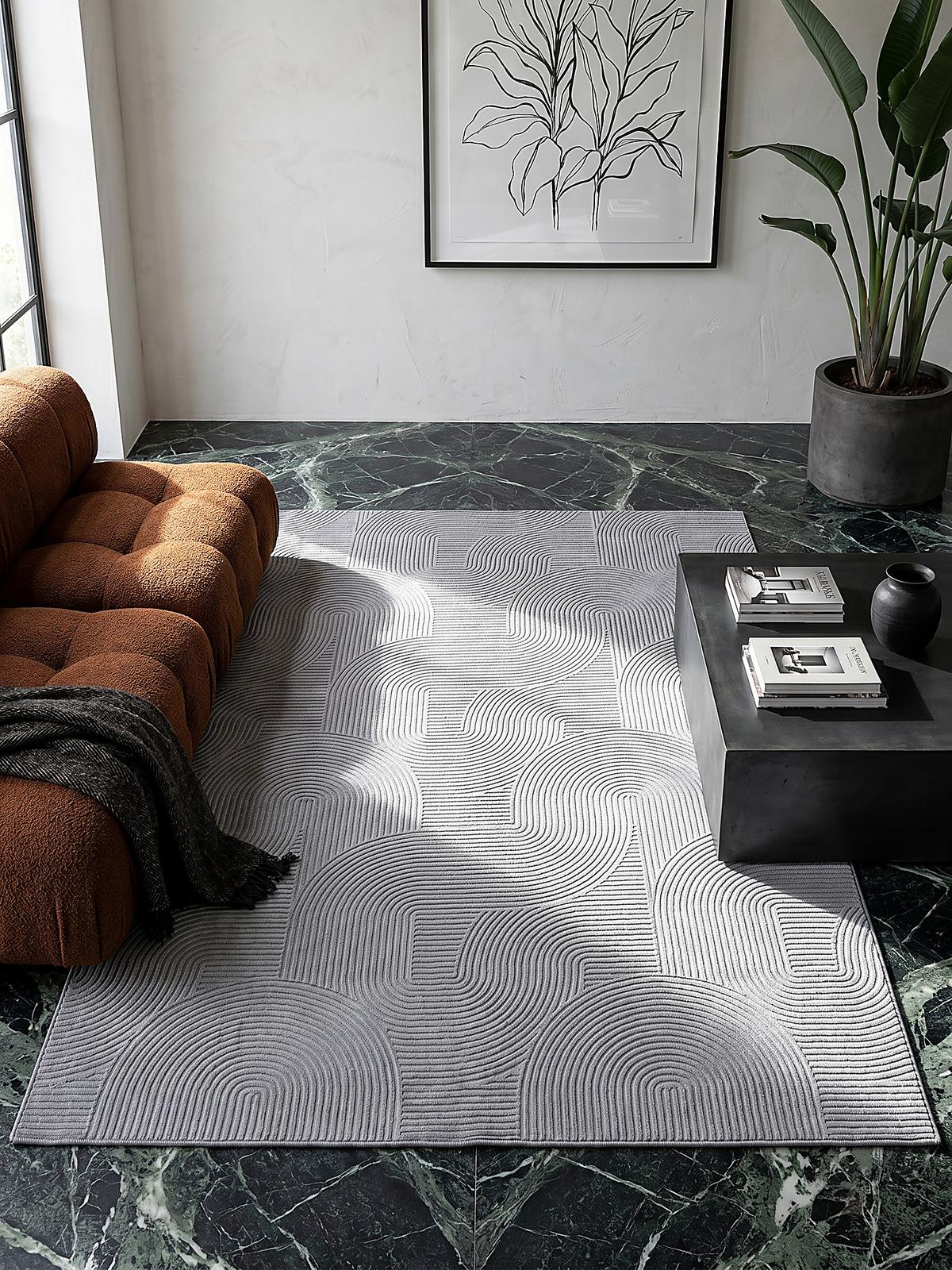 KURZFLORTEPPICH Antirutsch Geometrisch DALAR Polypropylen Grau 200 x 200 cm - Grau, Textil (200/200cm) - KADIMA DESIGN