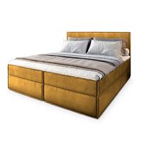 BOXBETT PELLIO 200x200 cm mit Matratze und Topper, H2+H3 - Gelb - Gelb, Holz (200/200cm) - MASSENO