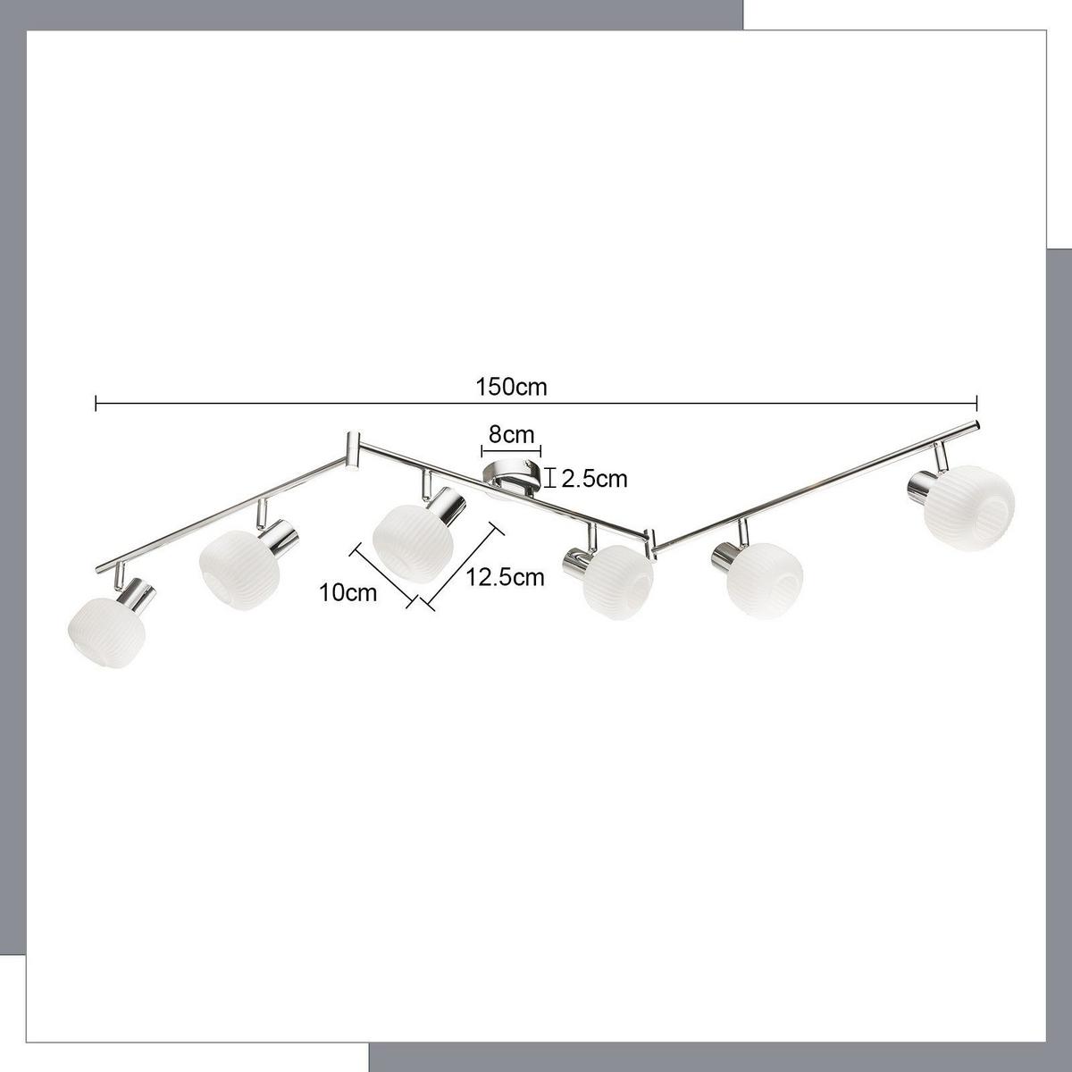 DECKENSTRAHLER Lemberg 6-flammig 150/10/17.5cm - Weiß, Metall (150/10/17.5cm) - Nettlife
