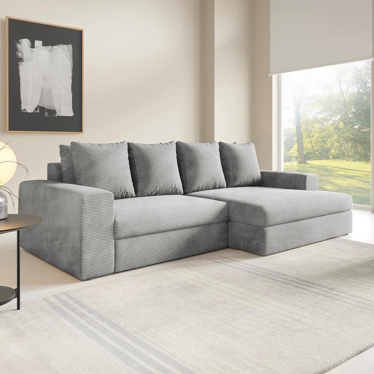 ECKSOFA Paola 3 Sitzplätze Hellgrau - Grau, Holz (272/167cm) - Petits-meubles