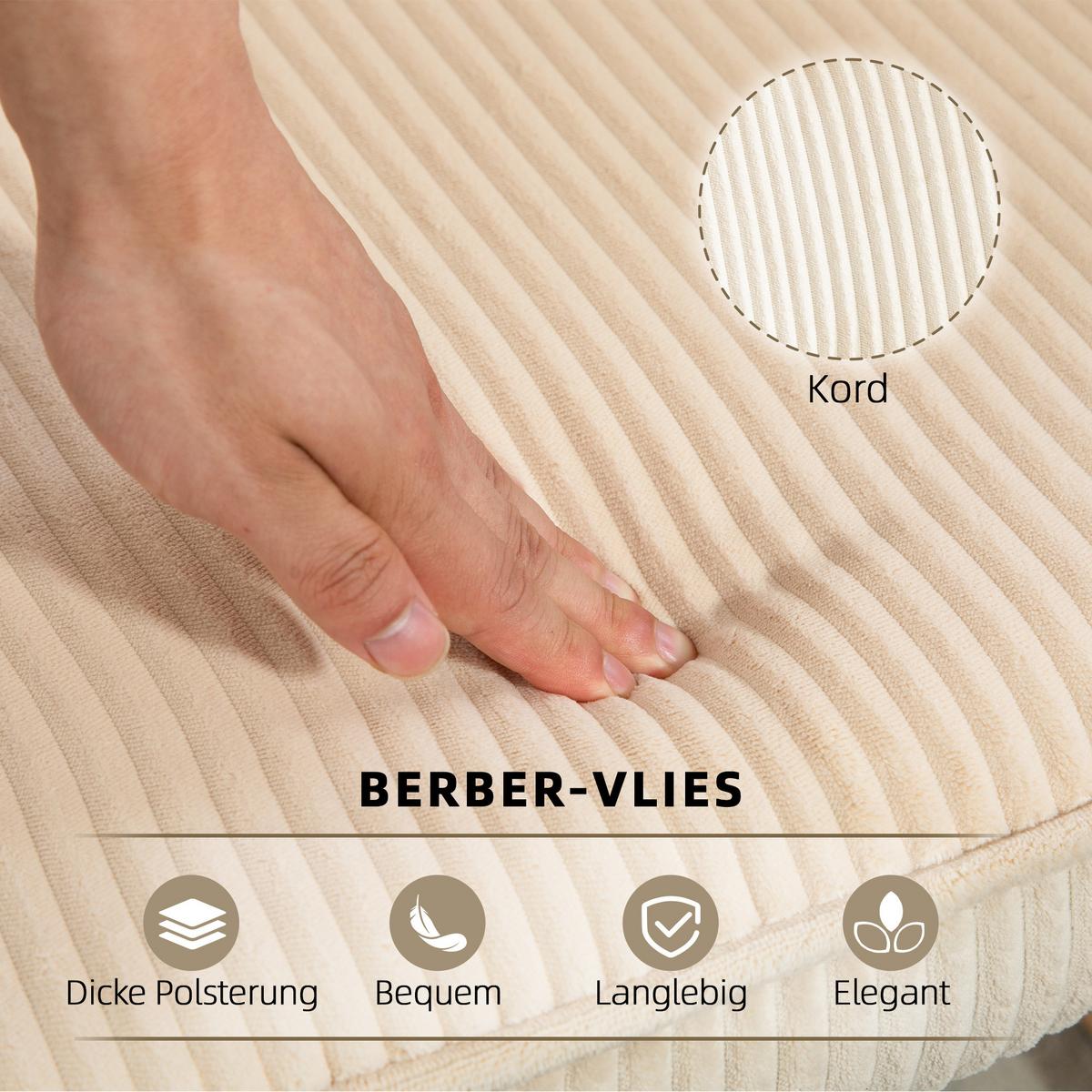 SCHAUKELSTUHL, Schaukelsessel mit Kordoptik, Armlehne für Wohnzimmer, Beige - Beige/Naturfarben, Buchenholz/Textil (98/101/71cm) - HOMCOM