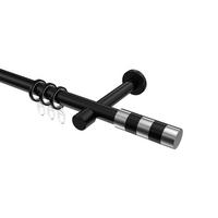 GARDINENSTANGE Prestige Mavell 400 cm (geteilt in 2 x 200 cm), 1-läufig, 20 mm Ø Schwarz - Chromfarben/Schwarz, Metall (400cm) - INTERDECO