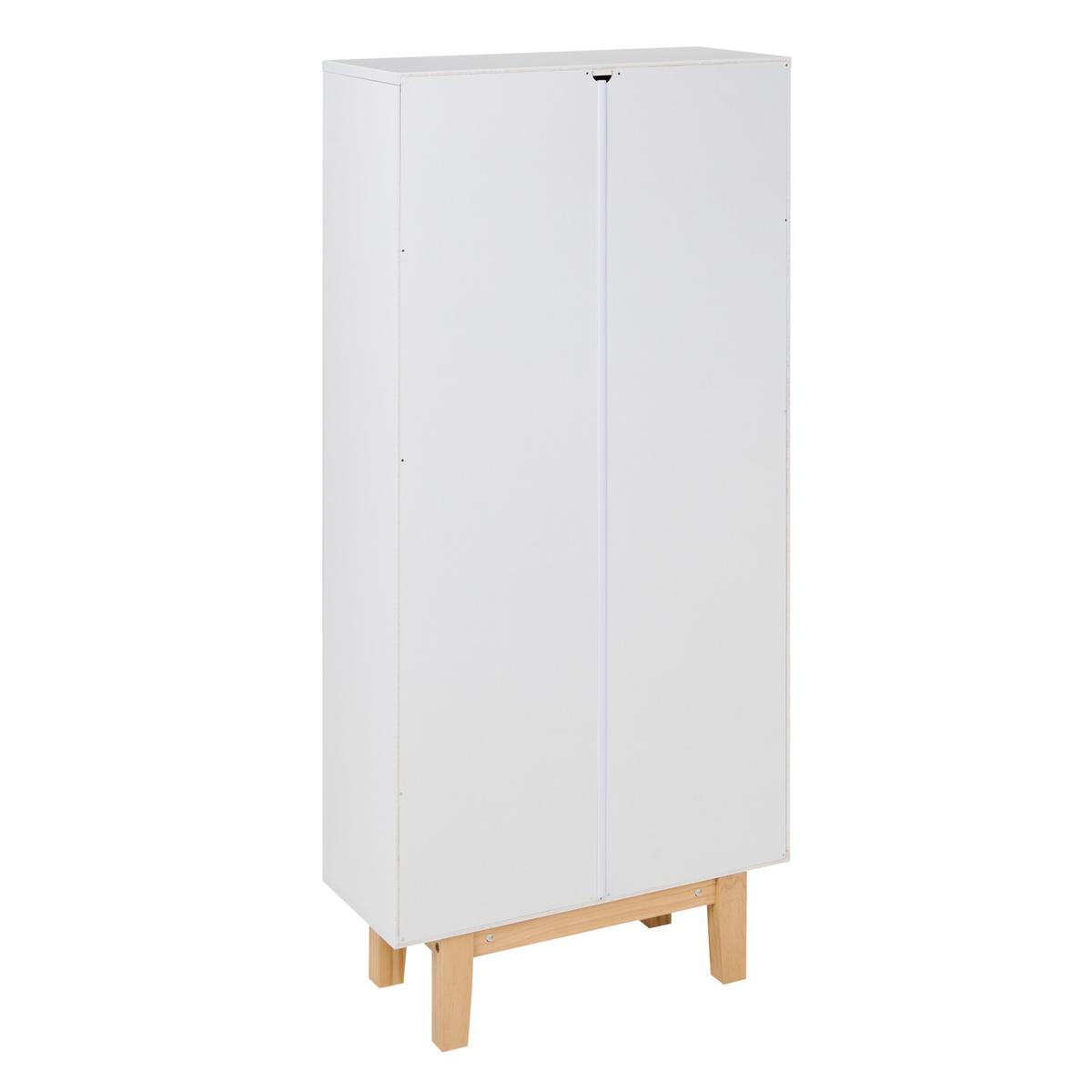 SCHUHSCHRANK Weiß Sandfly - Hellbraun/Weiß, Holzwerkstoff (60/128/24cm) - Beliani