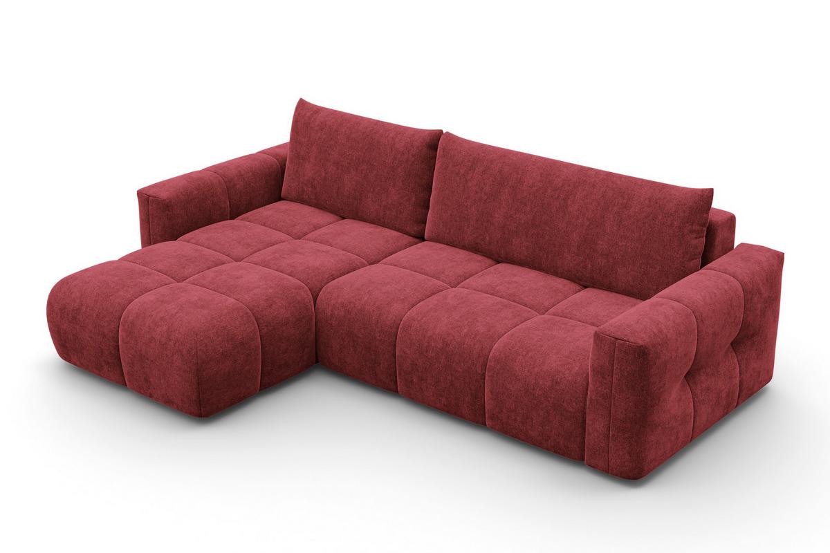 ECKSOFA VERONA 4-Sitzer links, Dunkelrot - Schwarz/Dunkelrot, Holz/Textil (266/173cm) - Courtois Laville