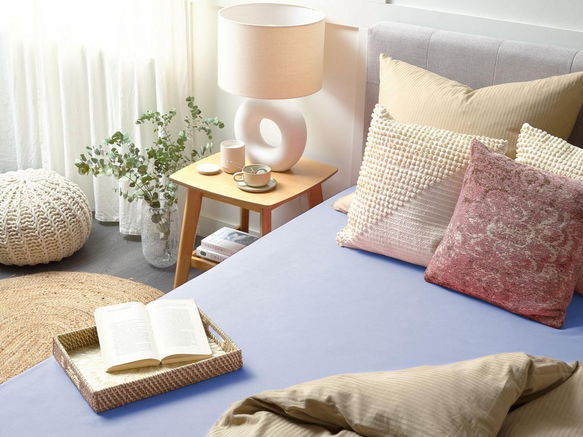 SPANNBETTLAKEN 160/200 cm Baumwolle Hellblau Janbu - Hellblau, Textil (160/200cm) - Beliani