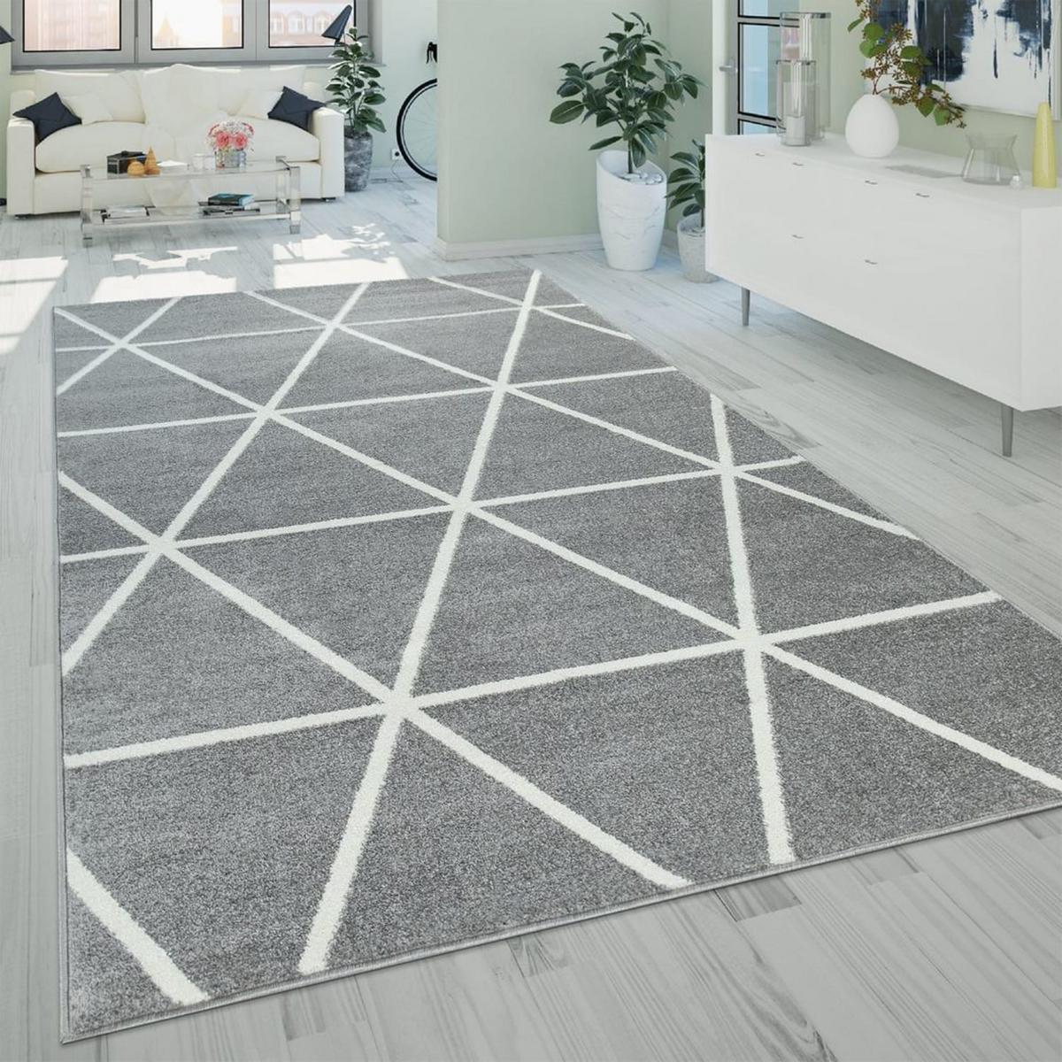 KURZFLORTEPPICH, geometrisch, aus Polypropylen, Grau, 60 x 100 cm - Grau, Textil (100/60cm) - KADIMA DESIGN