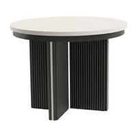 ESSTISCH Prestige runder Design-Tisch, ausziehbar Ø 100–180 cm, Kaschmir+Kaschmir/Schwarz - Kaschmir/Schwarz, Metall (100/100/77cm) - Beautysofa