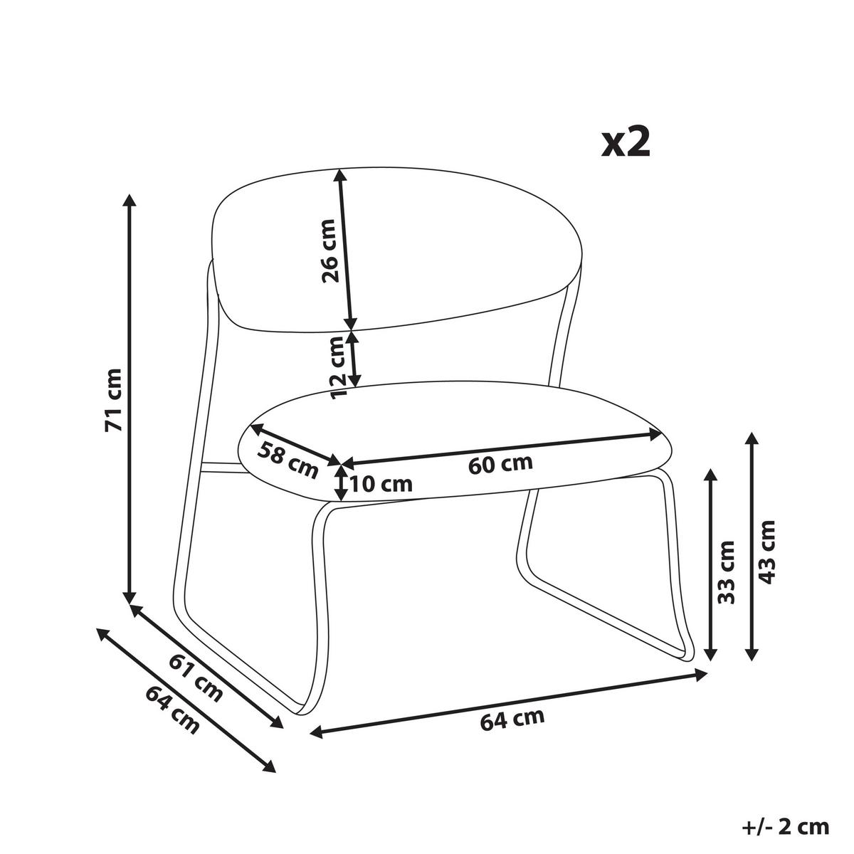 SESSEL 2er-Set Cremeweiß Kolsva - Weiß, Textil (64/71/61cm) - Beliani