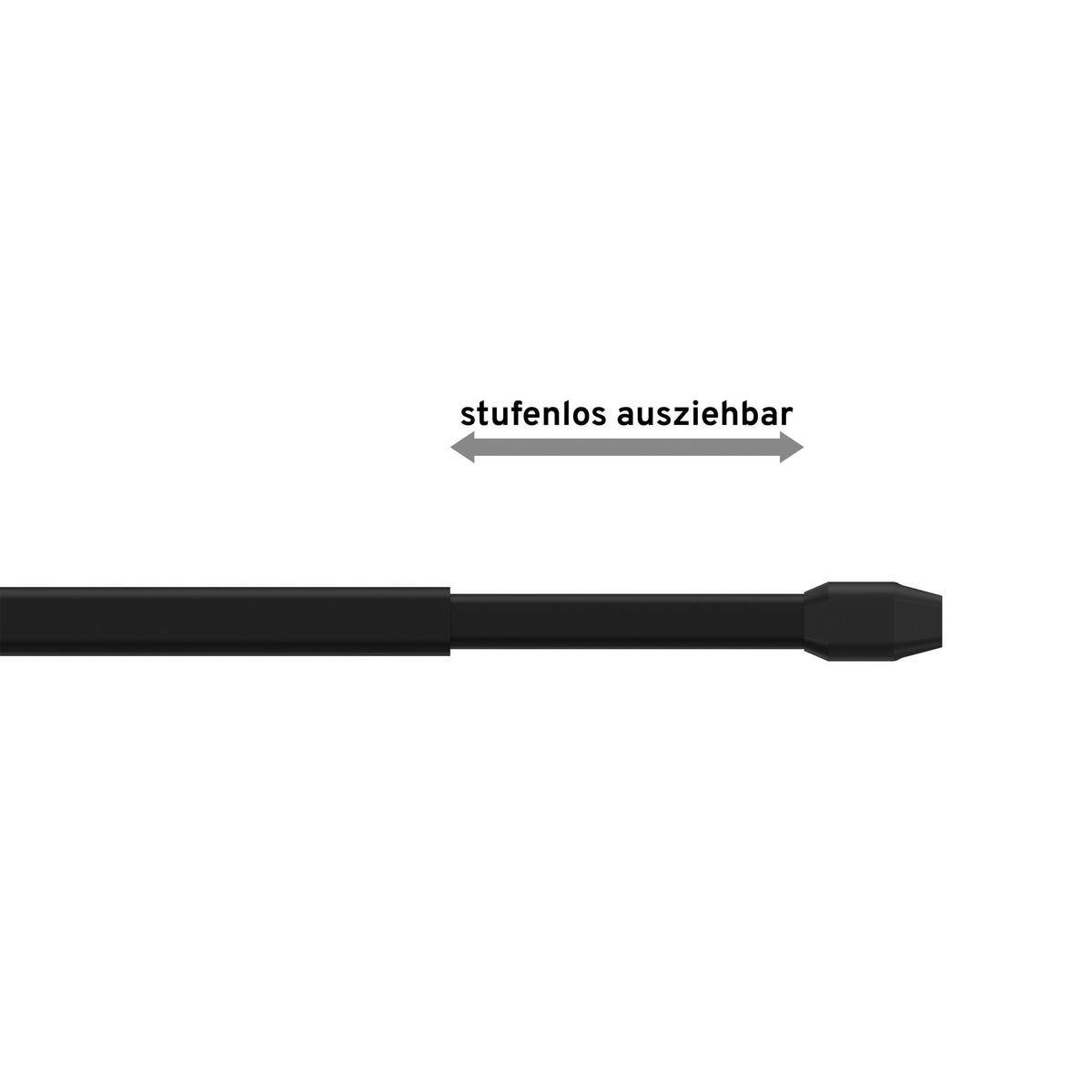 SCHEIBENSTANGEN / VITRAGESTANGEN Geno 100-180 cm, oval, Schwarz, Packung 2 Stück - Schwarz, Kunststoff/Metall (1/1.5/180cm) - INTERDECO