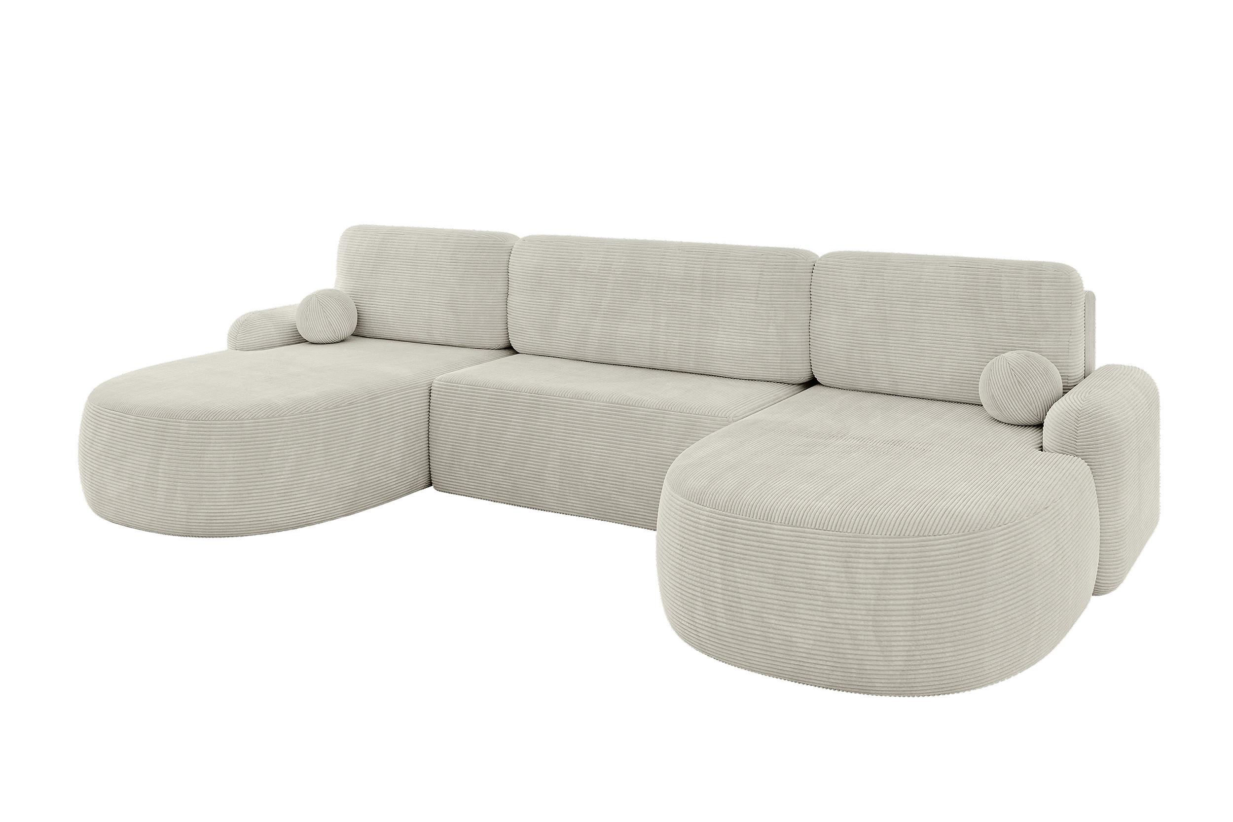 WOHNLANDSCHAFT mit Schlaffunktion und Bettkasten LIRA-U - 335x172x89 Creme - Creme, Holzwerkstoff/Textil (335/89/172cm) - ALTDECOR