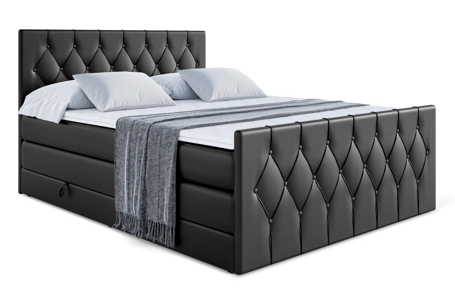 BOXSPRINGBETT VELANTO-Z KING - 200 x 200 - H3/H4 - Schwarz Hochglanz - Schwarz Hochglanz, Holzwerkstoff (200/200cm) - ALTDECOR