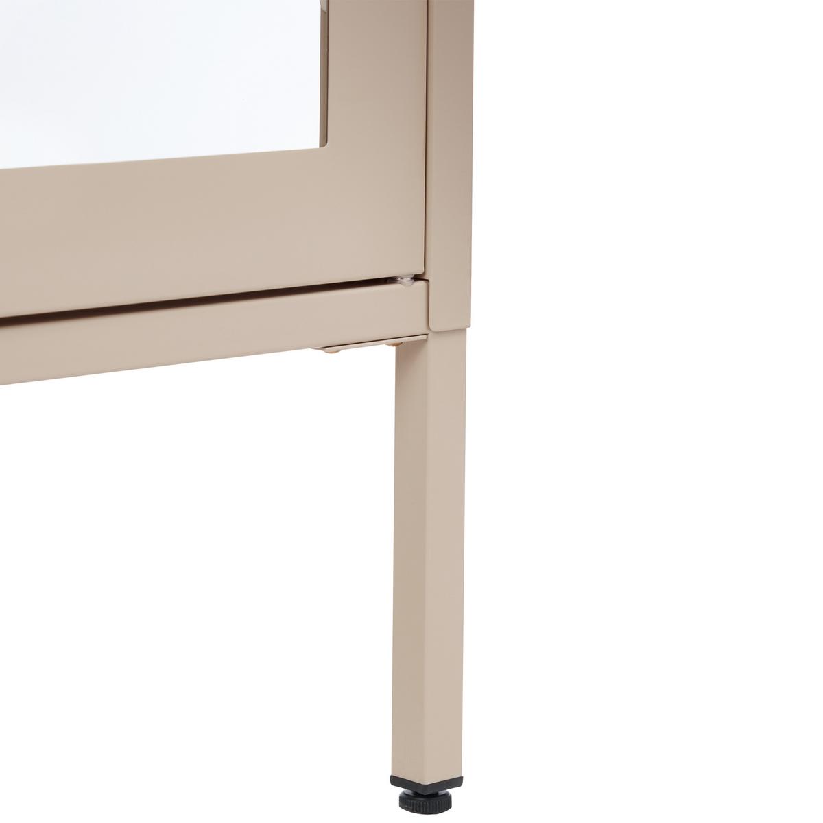 VITRINE mit Glastüren Metall 90 cm Beige Nash - Beige, Metall (90/150/35cm) - Beliani