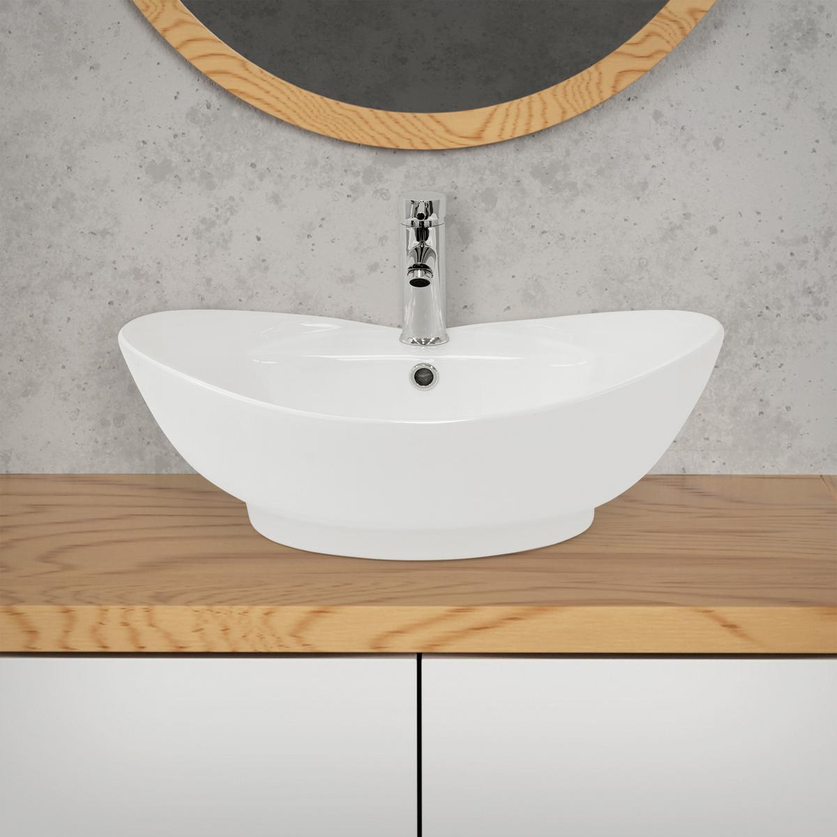 WASCHBECKEN - Weiß, Keramik (39.5/20.5/59cm) - ML-DESIGN