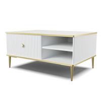 COUCHTISCH Weiß, Gold 90/43/60 - Weiß, Holzwerkstoff (60/90/43cm) - RAUMHIRSCH FURNITURE