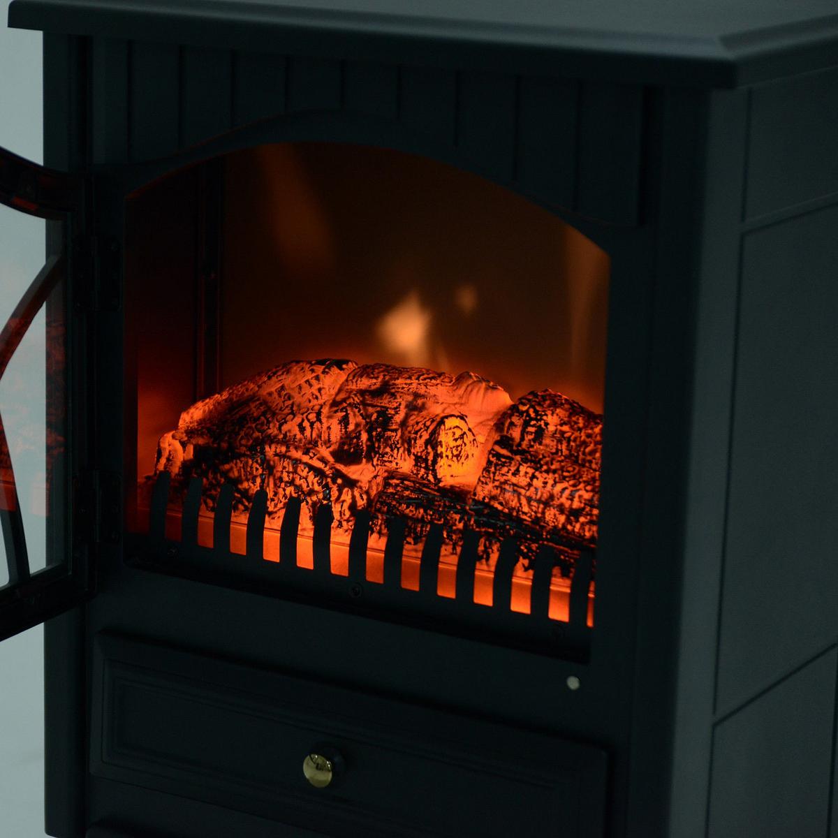 ELEKTROKAMIN Elektrischer Kamin Kaminofen 1000W/2000W - Schwarz, Metall (28.5/54/45cm) - HOMCOM