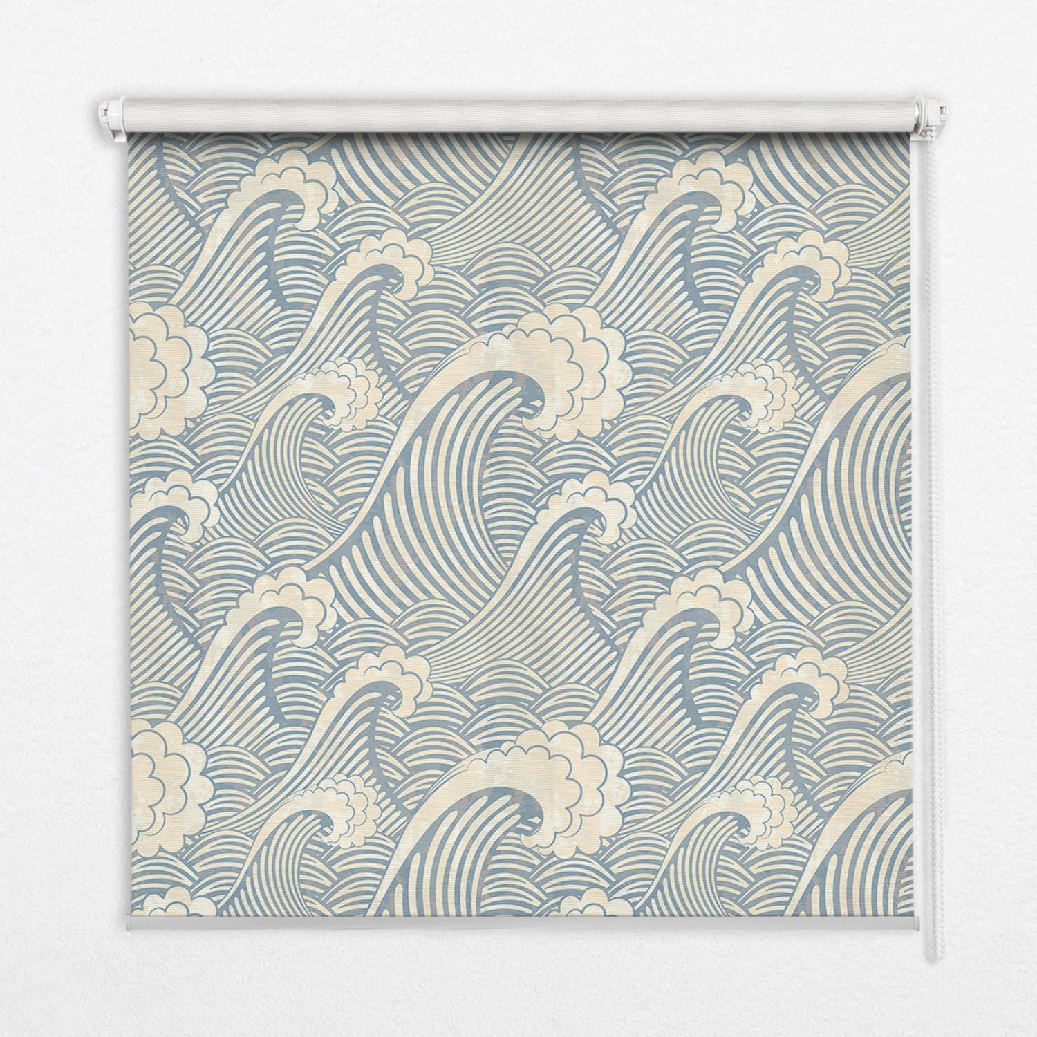 INNENROLLO - Fensterrollo - Rollo - 120x140 cm - Wasserwellen - Blau, Kunststoff (120/140/0.5cm) - TULUP