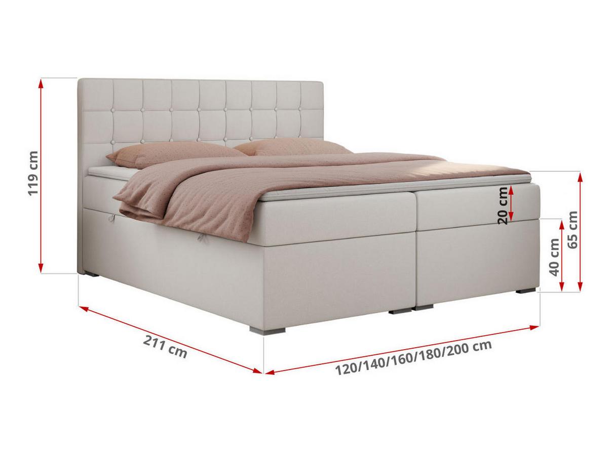 BOXBETT CARMEN 200/200 Weiß Kunstleder - H4 - Weiß, Holz/Textil (200/200cm) - MKS