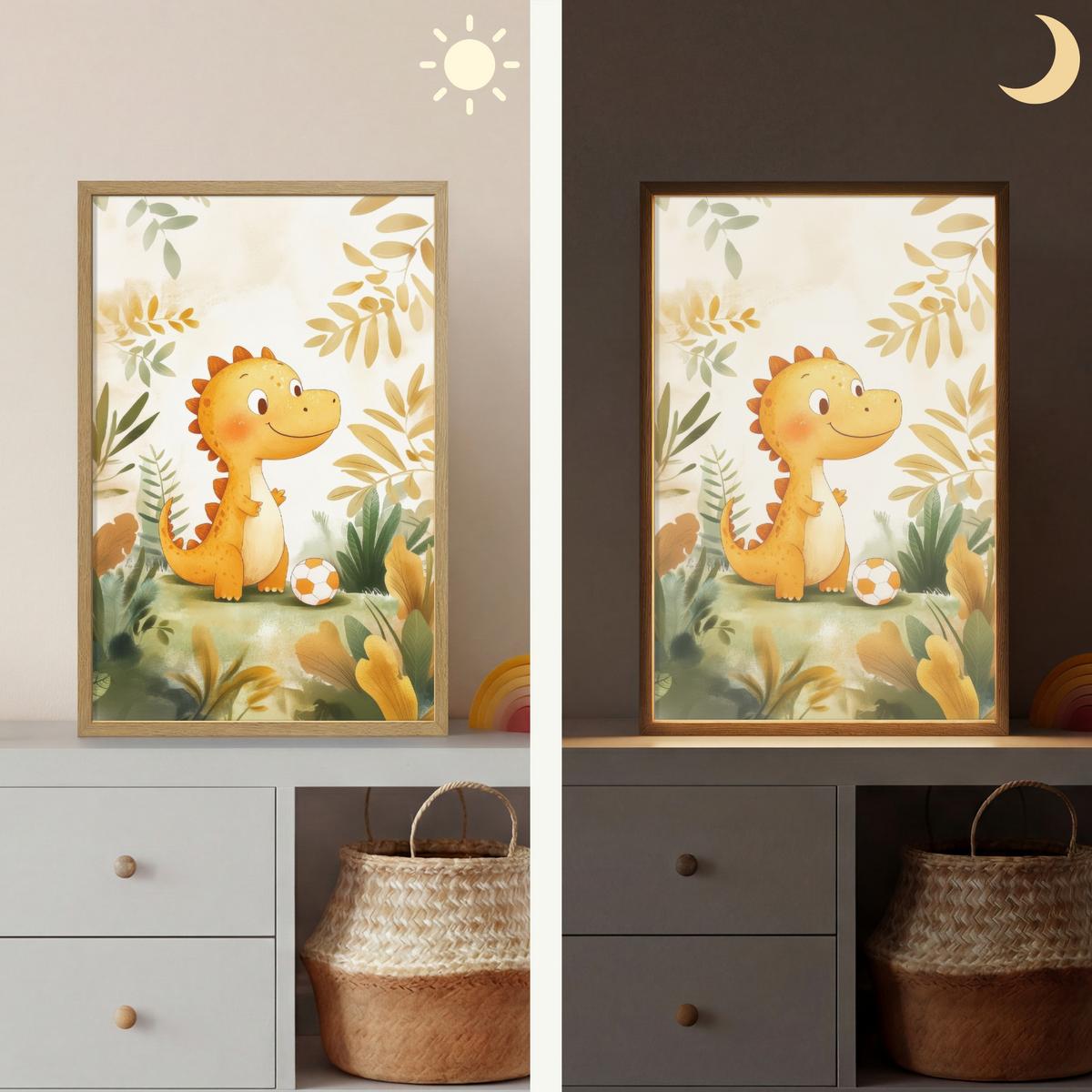 WANDLEUCHTE MIT AKKU Dino - Fußball - Orange 40x60 cm - Beige, Holzwerkstoff (40/60/8cm) - OnlyWow