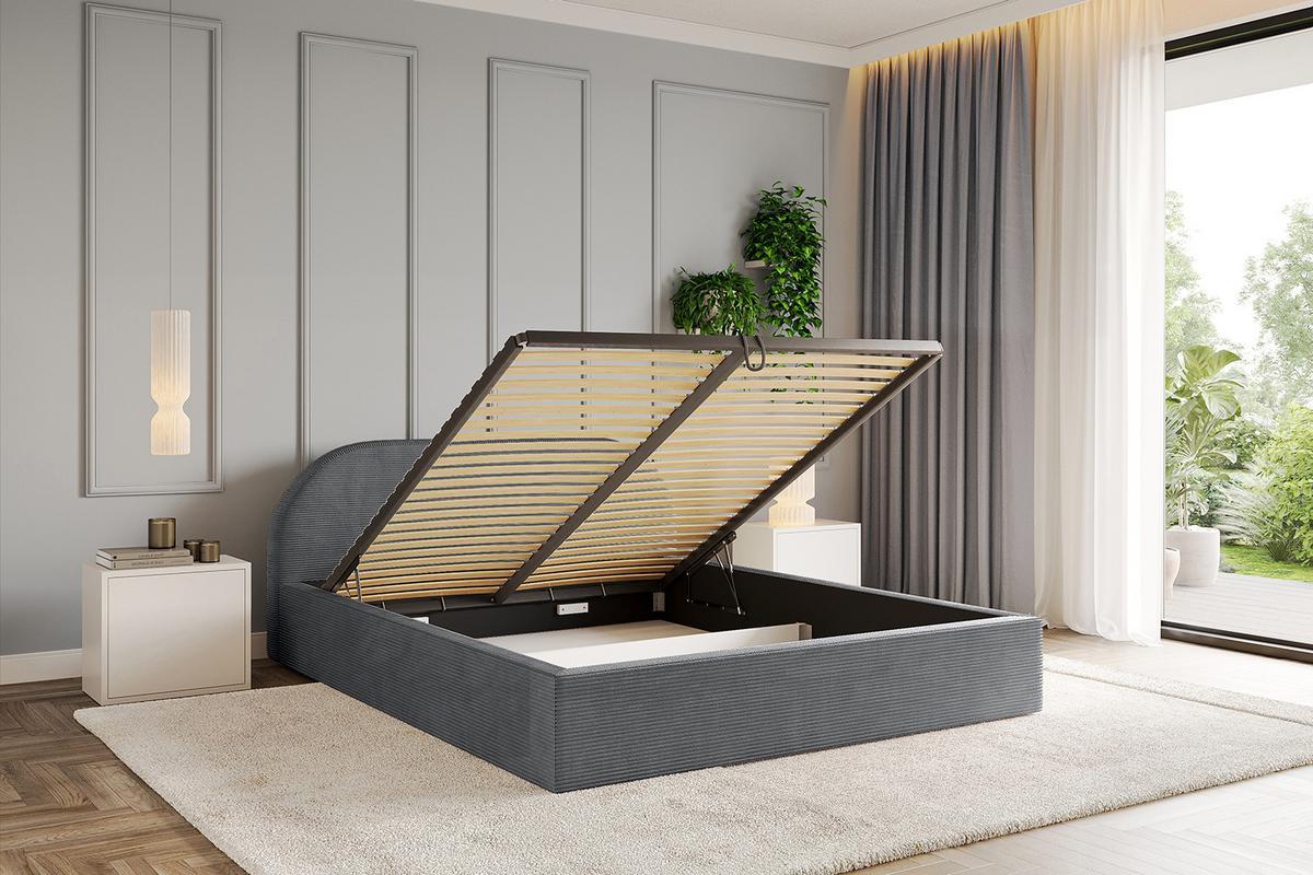POLSTERBETT mit Bettkasten und Lattenrost, Boxbett ohne Matratze - TIVON-V1 180x200 Dunkelgrau - Anthrazit, Holzwerkstoff/Textil (180/200cm) - ALTDECOR
