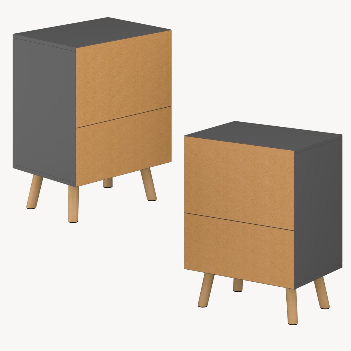 BEISTELLTISCH-SET 2 TLG. Sundsvall - Dunkelgrau, Holz/Holzwerkstoff (30/40/54cm) - [en.casa]