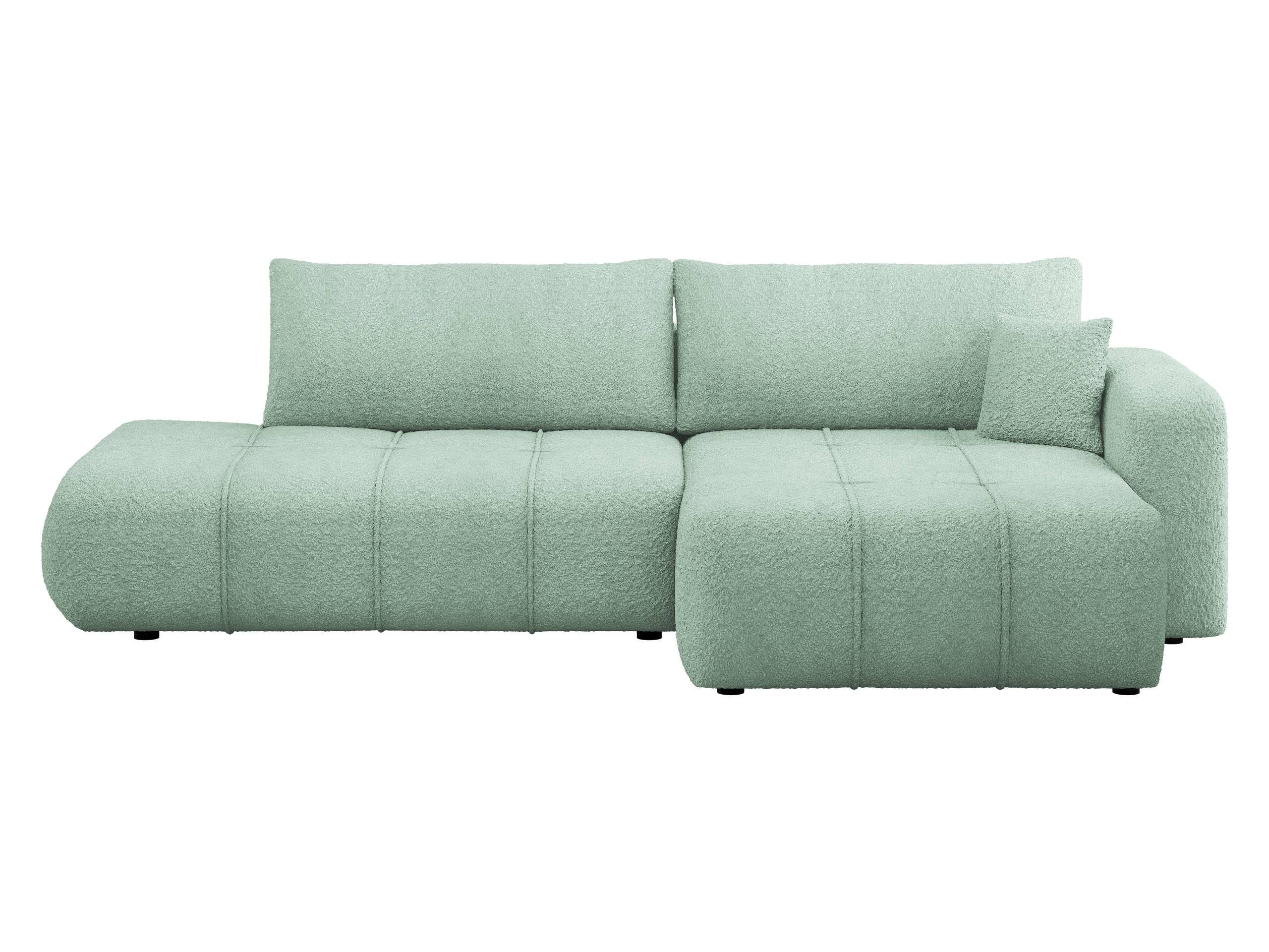 ECKSOFA Furyn O Boucle, Seite: Rechts - Schwarz/Mintgrün, Holzwerkstoff/Kunststoff (262/145cm) - MIRJAN24
