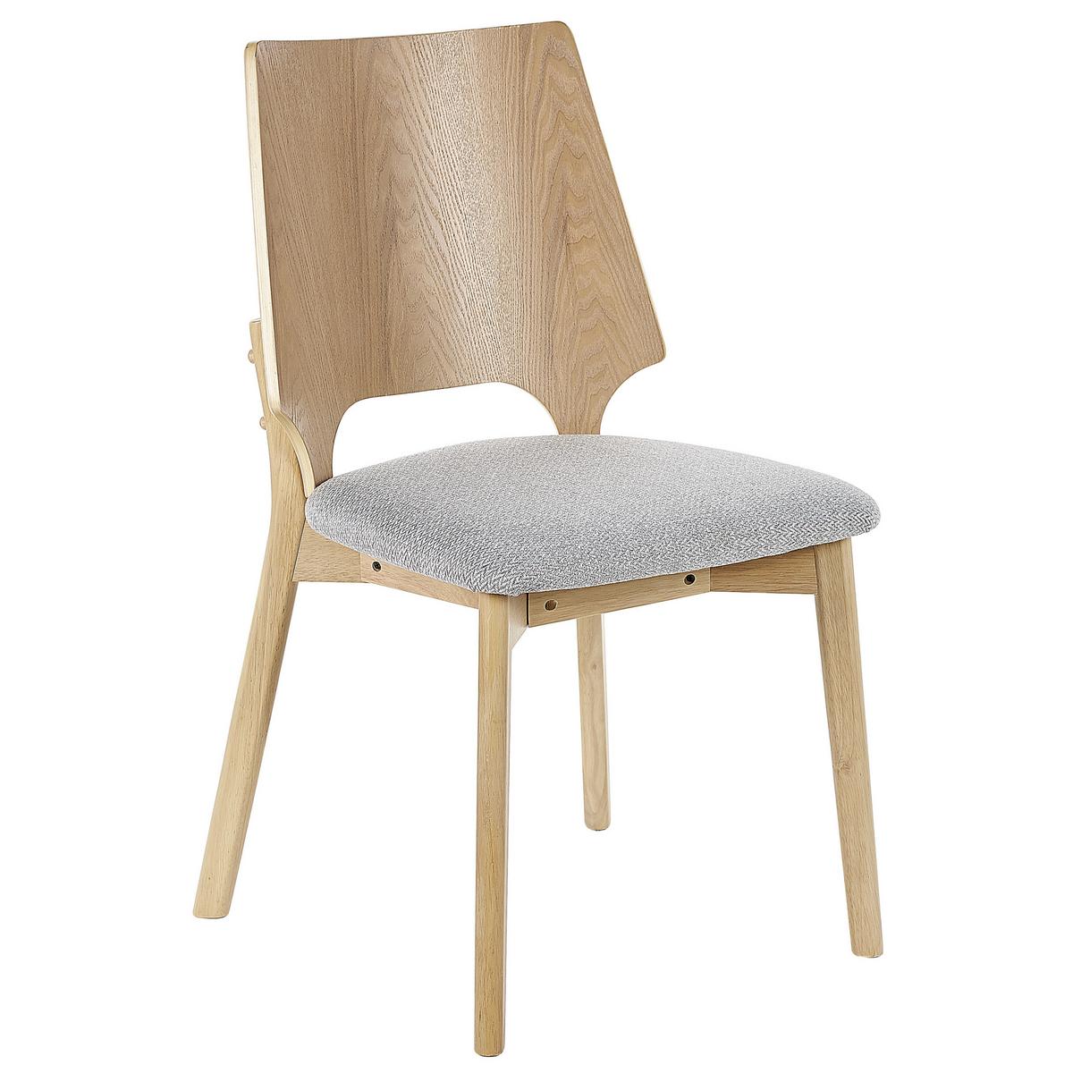 ESSZIMMERSTUHL 2er-Set Holzwerkstoff Heller Holzfarbton/Hellgrau Abee - Hellbraun, Holz/Textil (47/88/46cm) - Beliani