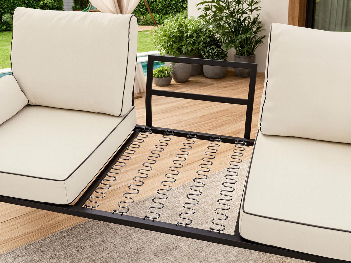 GARTENMÖBEL-SET ELBA: 1x Tisch, 2x Sofa - Beige - Beige, Textil - MKS