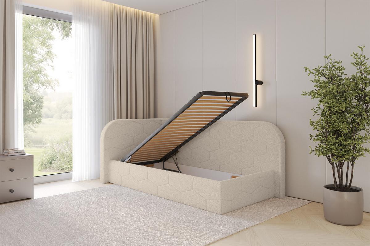 EINZELLBETT Jugendbett mit Bettkasten und Matratze H3/H4, Rechts - JAXY 80x200 Dunkelbeige - Taupe, Holzwerkstoff/Textil (80/200cm) - ALTDECOR