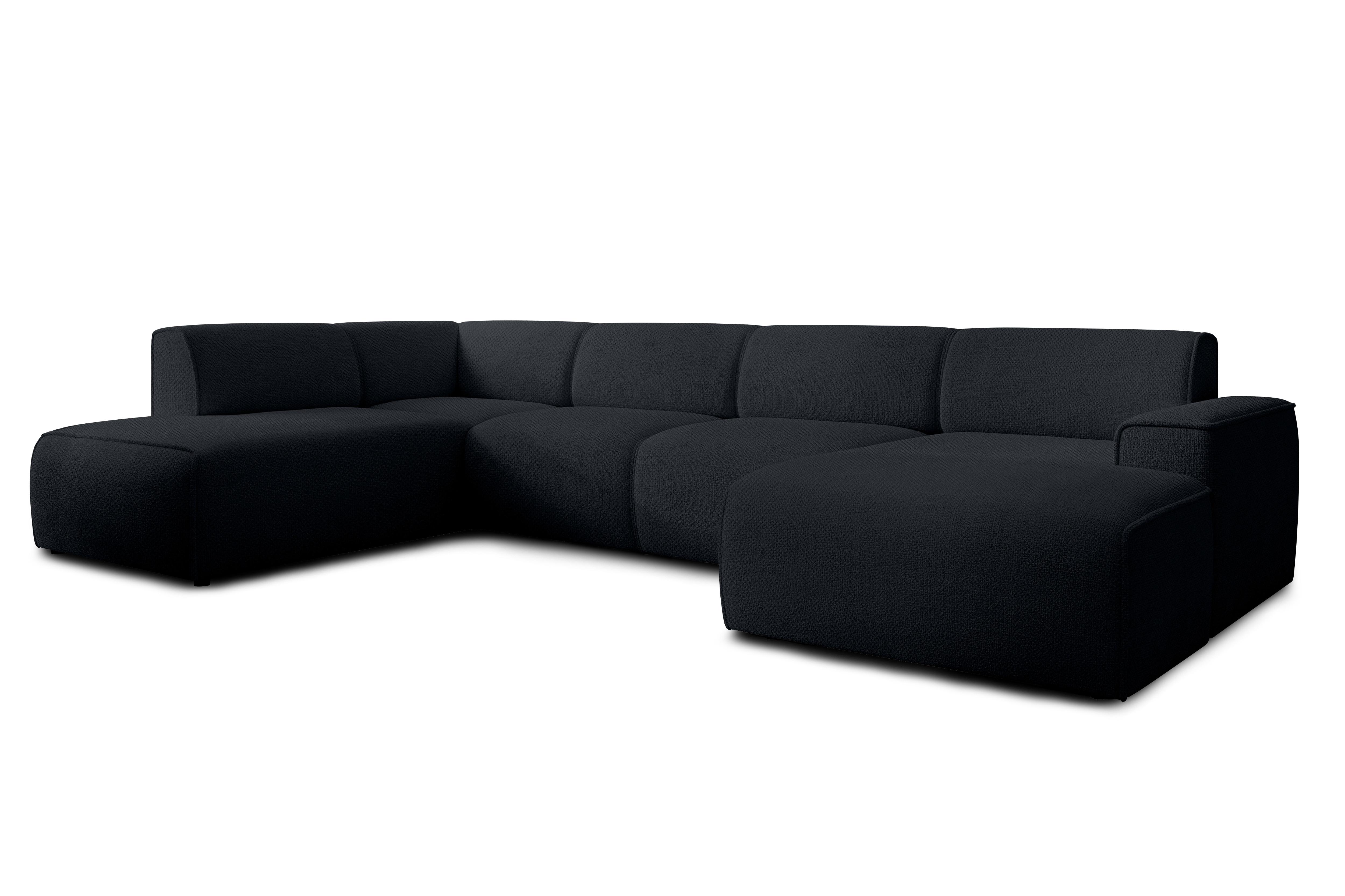 WOHNLANDSCHAFT Didim Dunkelgrau 378/220/78 cm – großes Sofa stilvoll & bequem L - Schwarz, Kunststoff/Textil (220/78/378cm) - AX Living