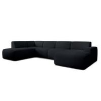 WOHNLANDSCHAFT Didim Dunkelgrau 378/220/78 cm – großes Sofa stilvoll & bequem L - Schwarz, Kunststoff/Textil (220/78/378cm) - AX Living