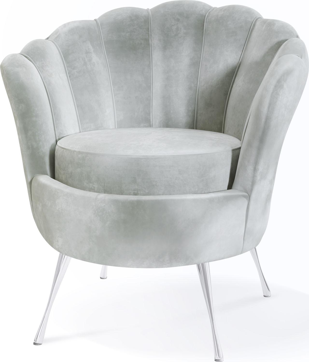 SESSEL Muschel Cara Grau Samt 82 x 55 x 70 cm - Silberfarben/Grau, Holzwerkstoff (82/70/55cm) - WFL GROUP