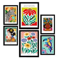 POSTER Set Mit 6 Paradise Zusammenfassung A3 & A4 Schwarzer Rahmen - Schwarz, Papier (29/3cm) - Nacnic