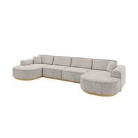 WOHNLANDSCHAFT MARI-U2-v2 - 388x171x83 cm Hellbraun Velours - Hellbraun, Holzwerkstoff/Textil (388/83/171cm) - ALTDECOR