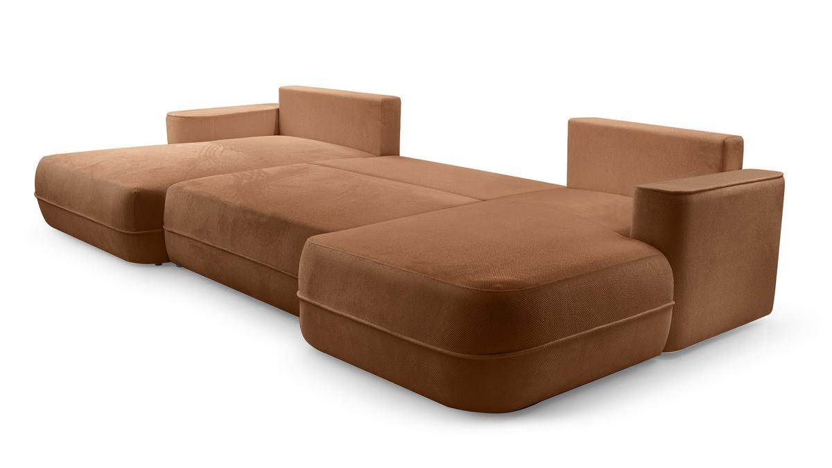 WOHNLANDSCHAFT Peoni Kupfer 364/168/87 cm mit Schlaffunktion - Dunkelorange/Schwarz, Kunststoff/Textil (364/87/168cm) - AX Living