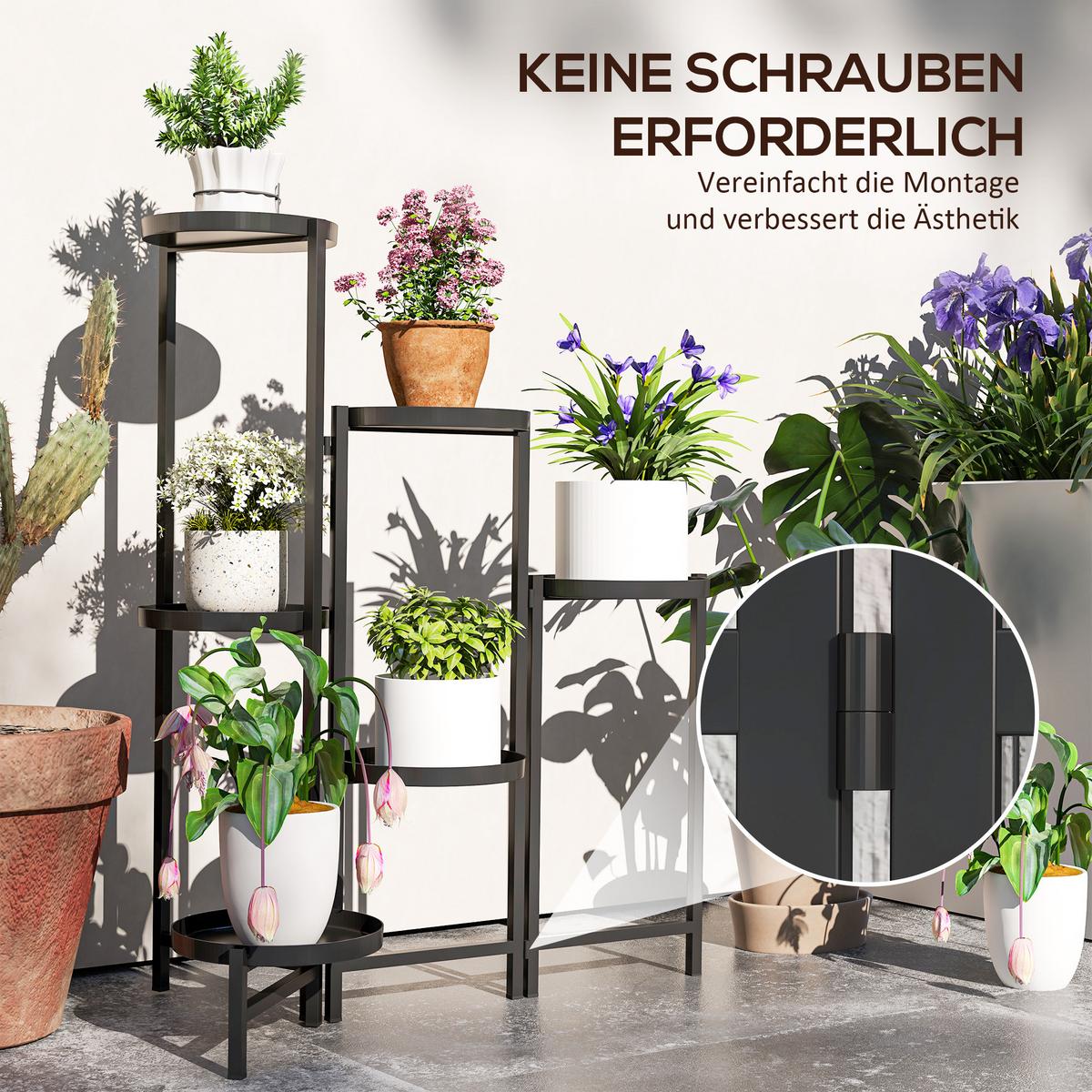 PFLANZENSTÄNDER Metall Schwarz - Schwarz, Metall (40/80/60cm) - Outsunny