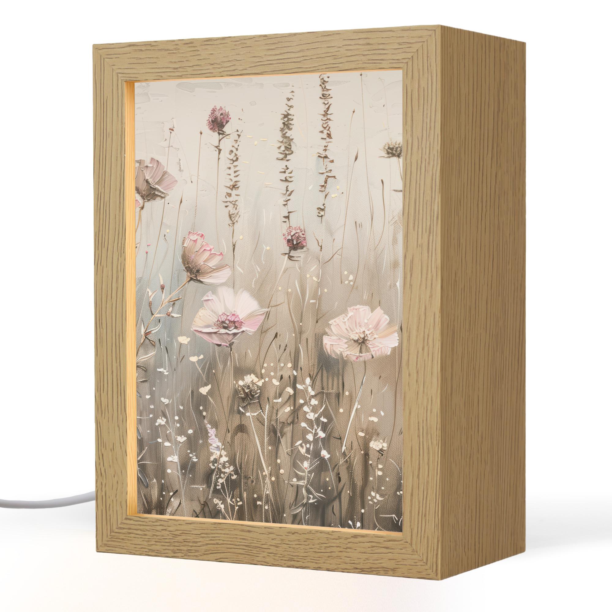 TISCHLEUCHTE Blumen - Rosa - Modern - Beige 15x20 cm - Akaziefarben, Holzwerkstoff (8/15/20cm) - OnlyWow