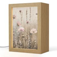TISCHLEUCHTE Blumen - Rosa - Modern - Beige 15x20 cm - Akaziefarben, Holzwerkstoff (8/15/20cm) - OnlyWow