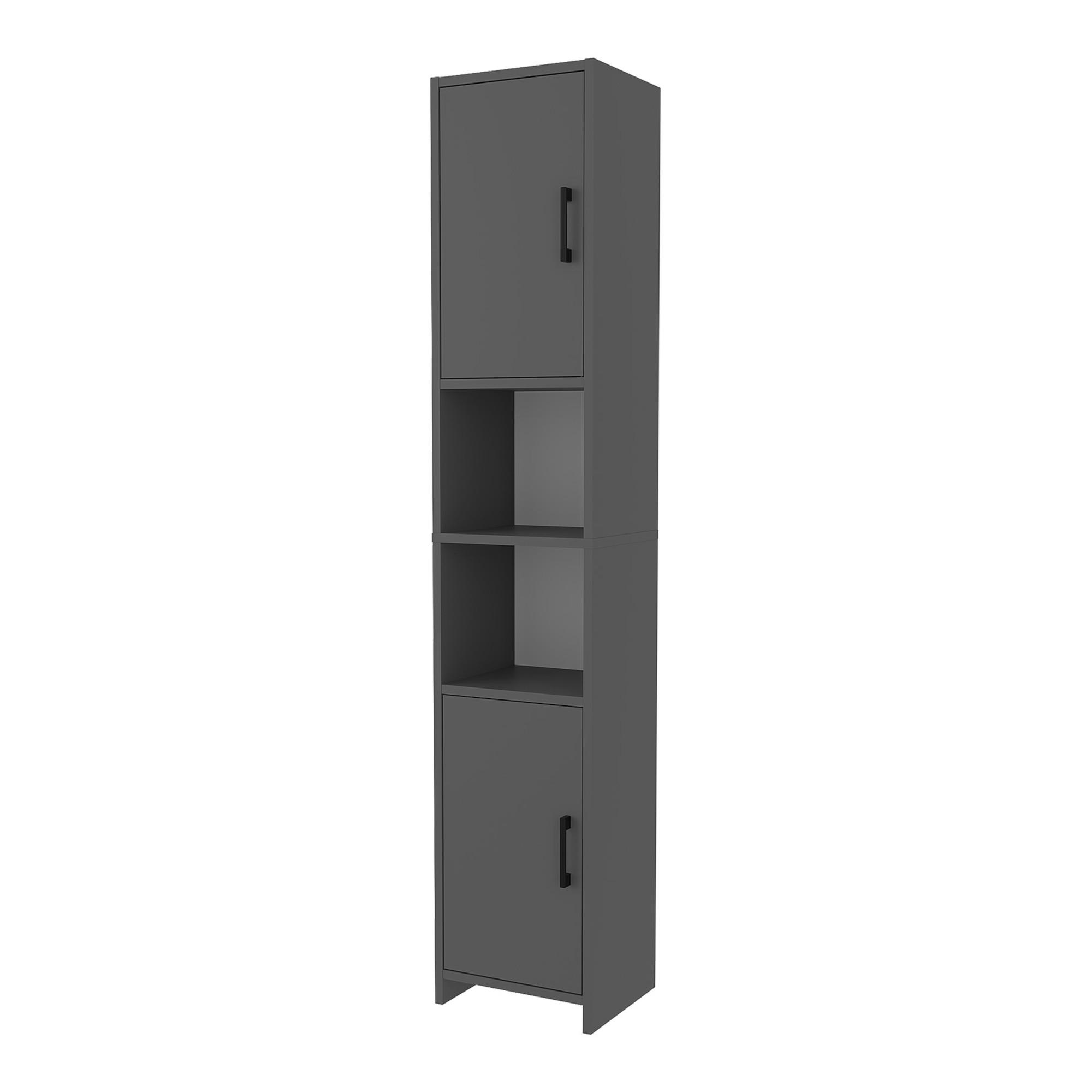 HOCHSCHRANK Rautrina - Anthrazit, Holzwerkstoff (35/180/30cm) - [en.casa]