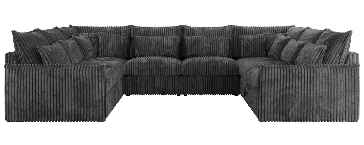 WOHNLANDSCHAFT VERSO U 8M Dunkelgrau Cord - Dunkelgrau/Schwarz, Kunststoff/Textil (362/93/270cm) - MKS