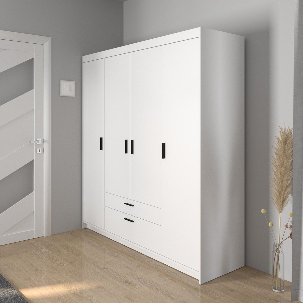 DREHTÜRENSCHRANK ELENORA 176,3/190,5/53cm 4-türig Weiß - Weiß, Holzwerkstoff (176.3/190.5/53cm) - MASSENO