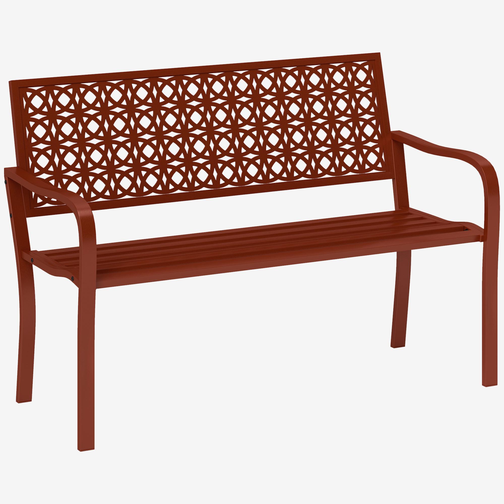 GARTENBANK 2-Sitzer - Rot, Metall (63/85/127cm) - Outsunny