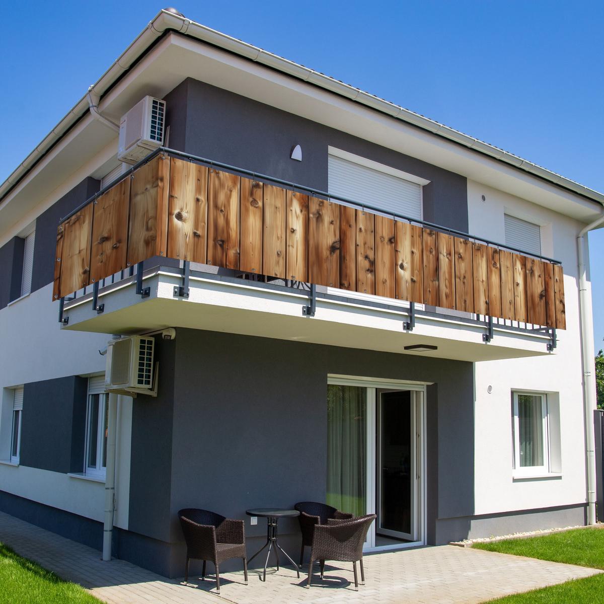 BALKON-SICHTSCHUTZ Holz - Regale - Braun Groß 500x80 cm - Buchefarben, Kunststoff (500/80cm) - MuchoWow
