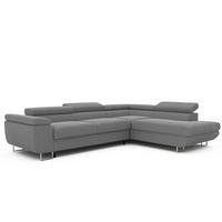 ECKSOFA ANTON rechts, mit Schlaffunktion und Bettkasten Dunkelgrau - Chromfarben/Dunkelgrau, Textil/Metall (274/203cm) - Idohome